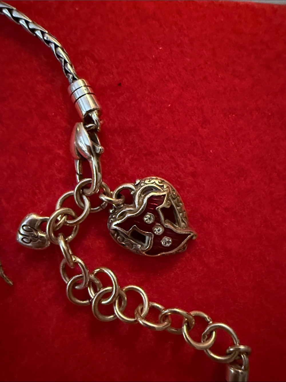 Brighton Red Heart Necklace + Earrings Set - Scroll Filigree Heart Pendant - Picture 4 of 4